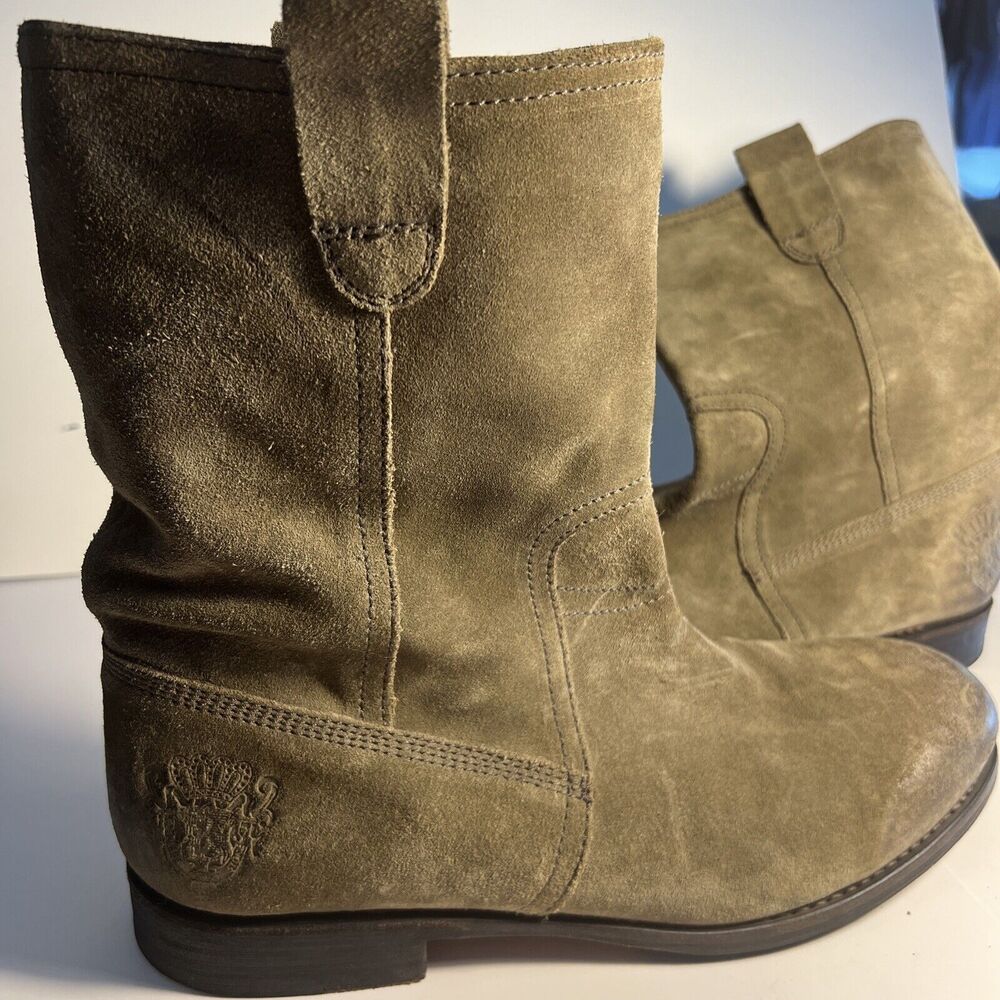 BlackStone Suede Western Cowboy Boots Mid Calf Goodyear Welted Size 43 US 9 Mens